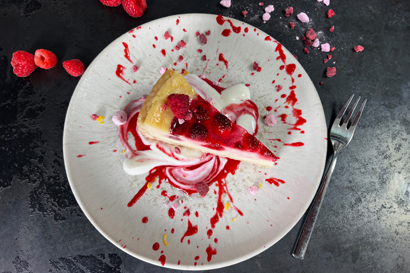 Creamy Raspberry cheesecake with a protein-packed twist